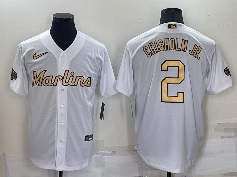 Men Miami Marlins 2 Chisholm jr White 2022 All Star Game Nike MLB Jerseys